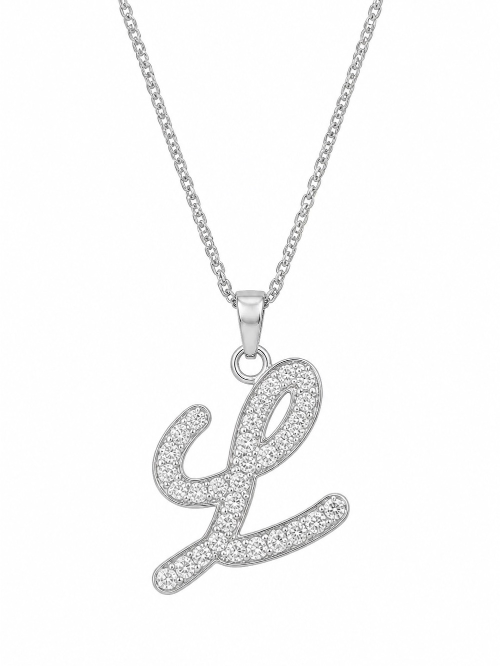 'L' Pendant Necklace - Silver tone
